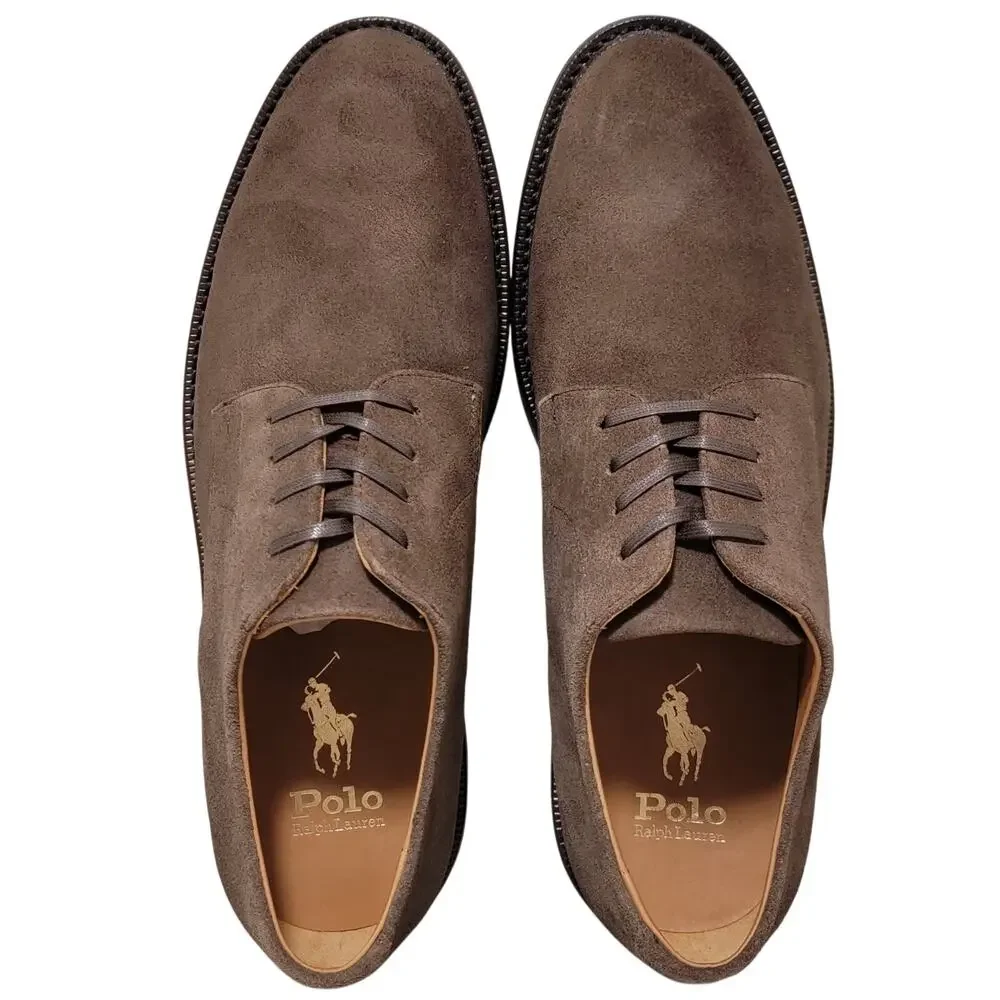 Polo Ralph Lauren Men Asher Derby Plain Toe Oxfords Size US 9D Brown Suede